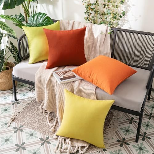 MIULEE Decorative Outdoor Pillow Covers Fall 12x12 Burnt Orange - Image 2