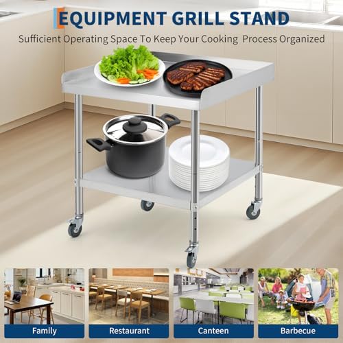 Stainless Steel Equipment Stand, Prep Table Metal Table w/Wheel - Image 4