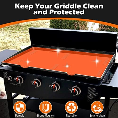 36" Griddle Mat Silicone for Blackstone, Magnetic Protective Cover Mats Blackstone Griddle Top Covers for Blackstone Protector Outdoor-Orange - Image 3