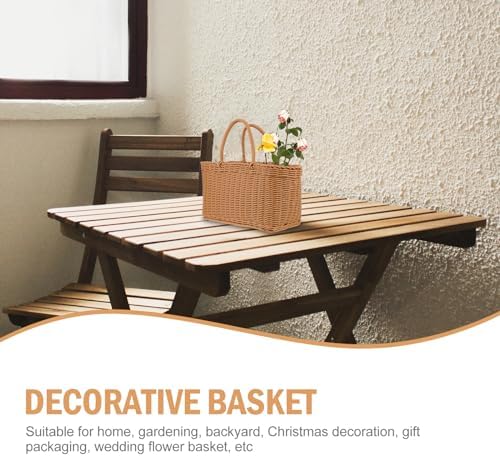 Fruit Holder Rattan Basket Imitation Wicker Baskets Organizer Storage Tote Outdoor Rattan Wicker Picnic Hamper - Image 3