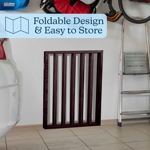 3-Panel Indoor Foldable Dog Fence for Stairs, Hallways, or Doorways - 54x24-Inch Wood Freestanding Dog Gates by PETMAKER (Brown) - Image 4