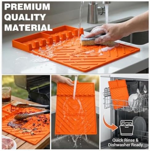 CAKETIME Silicone Grill Mats for Black Stone Griddle Accessories Baking Cooking Kitchen BBQ Durable Indoor Decor Oven Dish Drying Mats Rack Smoker Chef Gadgets Summer Vacation Funny Gifts for Men - Image 5