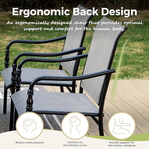 MIXPATIO 7pc Patio Dining Set, 67" Rectangular Table, Textilene Chairs - Image 5