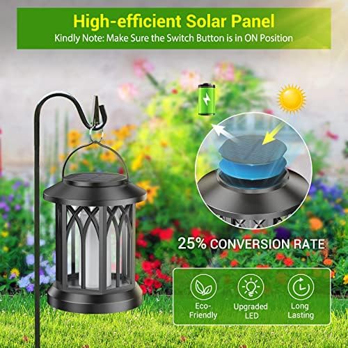 KOOPER Hanging Solar Lights Lantern Outdoor, Flickering Flames Solar Outdoor Lights, Solar Lanterns Outdoor Waterproof with Bigger Panel, Lanterns Decorative Outdoor for Yard Garden Decor, 2 Pack - Image 4