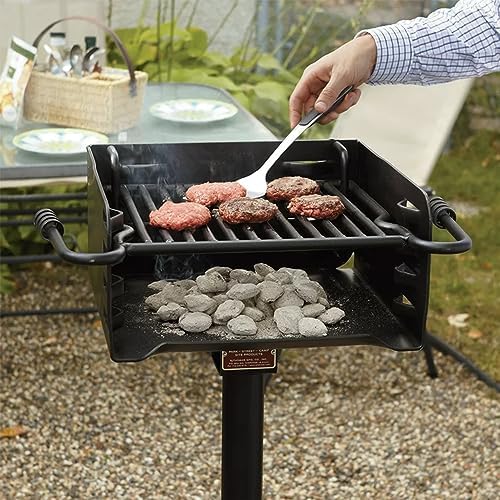 Pilot Rock Outdoor Park Style Charcoal Grill - 360-Degree Swivel Post - Image 6