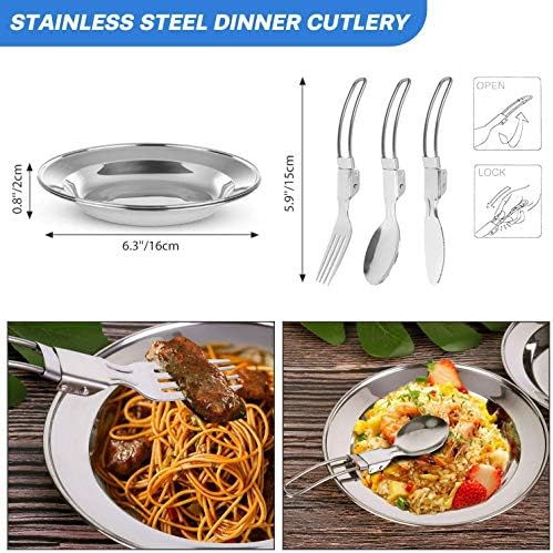 Peidesi 15pcs Camping Cookware Mess Kit,Portable Non-Stick Aluminum Alloy Cookware,Kettle Pot Frying Pan Plates Forks Knives Spoons for Camping, Backpacking, Outdoor Cooking(Black) - Image 6