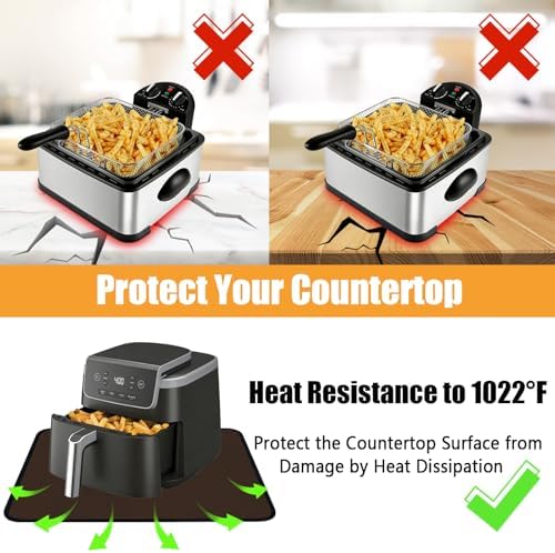 TOHONFOO Heat Resistant Mats for Countertop & Air Fryer, 24x21 in, Brown - Image 5