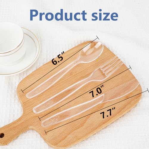 SACATR 3000 Count Clear Plastic Silverware Heavy Duty -Forks, Spoons,Knives - Image 2