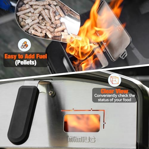 Mimiuo 12" Outdoor Wood Pellet Pizza Oven w/Auto-Rotating Stone, 60S Bake - Image 5