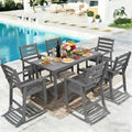 FUNBERRY Outdoor Dining Set, HDPE 7 Piece Dining Table Set with Chairs by FUNBERRY