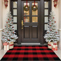 OJIA Christmas Outdoor Rug 3'x5' Red Plaid Front Door Mat Outdoor Area Rug by OJIA