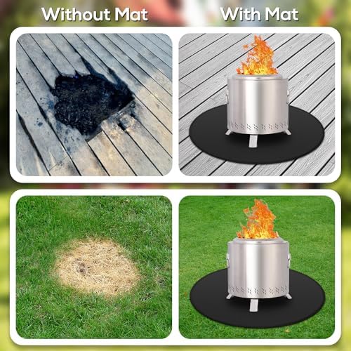 Protebox 36'' Fire Pit Mat for Solo Stove Bonfire, Round Fireproof Under Grill Mat, Oil-Proof Waterproof BBQ Pad for Deck Patio Grass Outdoor Grill Accessories, Portable and Reusable, Glossy Black - Image 4