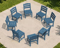 KINGYES Outdoor Armless Dining Chairs Set of 8,HDPE Patio Chairs,Blue by KINGYES