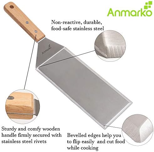 Stainless Steel Metal Griddle 4 x 8 inch Spatula - Spatula Hamburger Turner Scraper - Pancake Flipper - Great for BBQ Grill and Flat Top Griddle - Commercial Grade - Image 2