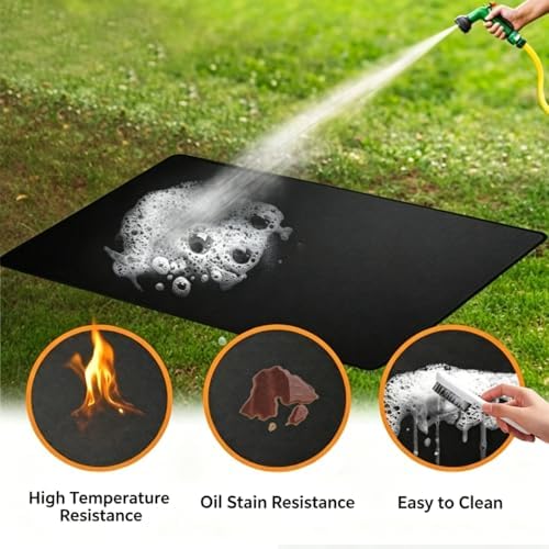 Under Grill Mat for Masterbuilt Gravity Series 1050 Digital 2021-2026, Heavy Duty Silicone Fiberglass BBQ Protector Mat Fire Resistant Oil Proof Easy Clean Outdoor Patio Grill Pad - Image 3