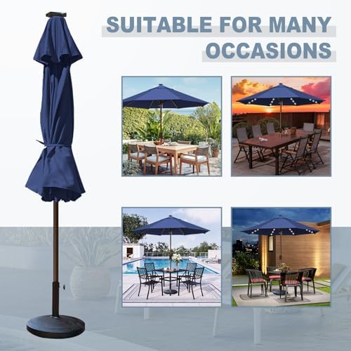 EliteShade USA 10-Year-Non-Fading 10ft Market Patio Umbrella, Commercial Grade Table Sun Umbrella with 80 Solar LED Lights, Crank Open, Windproof & UPF 50+ UV Protection for Garden, Deck, Pool, Backyard, No Tilt, Navy Blue - Image 6