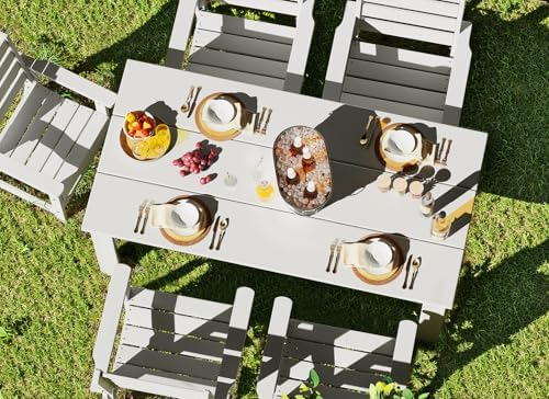 GREENVINES HDPE Outdoor Dining Chairs Set of 2, Curved Seat Chair, White - Image 4