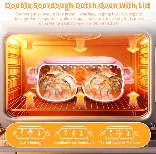 Mini Double Dutch Oven For Sourdough Bread Baking, 2.2QT Enameled Cast Iron - Image 5