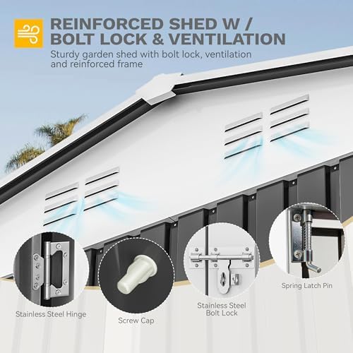 DWVO 12x8ft Large Outdoor Storage Shed with Window & Lockable Doors - Image 7