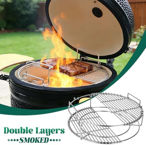 Eggspander for Large Big Green Egg 5 Piece Kit BGE Stainless Grill Expander Rack Conveggtor Basket Half Moon Cooking Stack Rack Extender Grate Pizza Rotisserie Smoking Rib Rack - Image 3