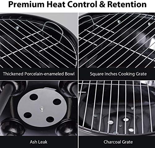 Charcoal Grill 18 inch Barbecue Grill with Waterproof Grill Cover for Outdoor Courtyard Picnic Camping Tailgating BBQ Kettle - Image 7