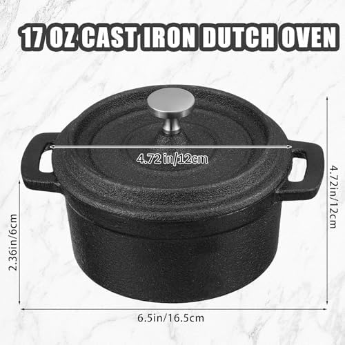 4 Pcs Mini Dutch Oven, 500F Small Round Iron Dutch Oven Pot, 17 oz - Image 2