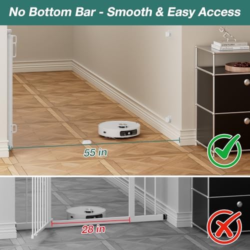 Retractable Baby Gate for Stairs, Dog Gate Indoor 55" Wide × 34" Tall White - Image 4