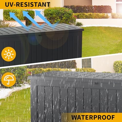 Mersco 270 Gallon Double-Wall Resin Deck Box - Lockable Waterproof Outdoor Storage Box, 1000lbs Capacity & Doubles as Seating for Patio Furniture - Garden Tools, Pool Accessories (Black) - Image 4