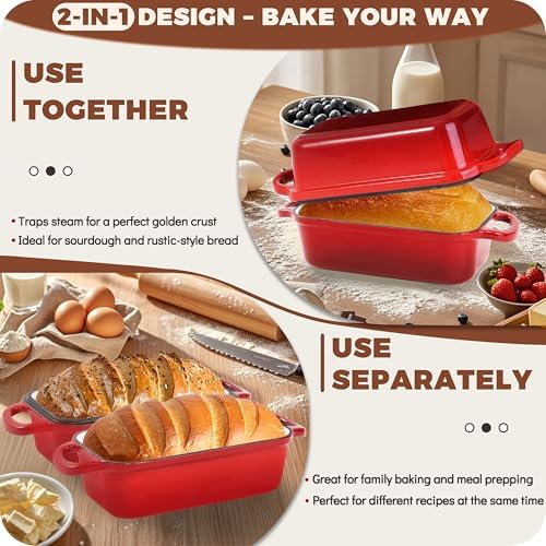 Cast Iron Loaf Pan with Lid, 9x5 Loaf Pans for Homemade Bread - Image 4