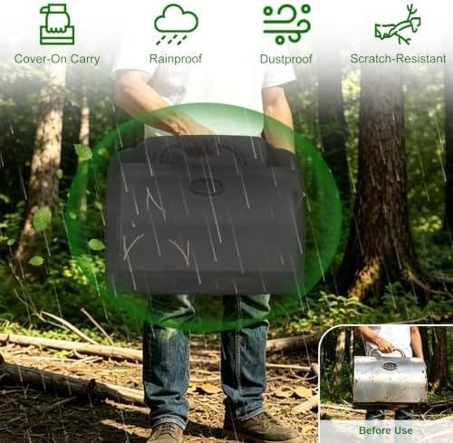 24" Walk-with Portable Tabletop Grill Cover with Overlapping Opening for Carry Without Removing, Waterproof 600D BBQ Grill Cover for Cuisinart CGG-306, Royal Gourmet GT1001, Pit Boss 75275 - Image 3