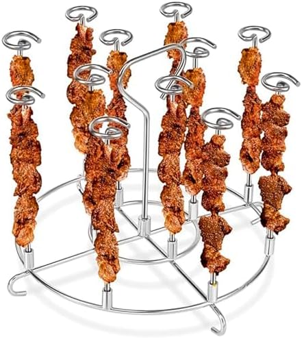 304 Stainless Steel Air Fryer Skewer Stand Dishwasher Safe Vertical Skewer Air Fryer Accessories for BBQ Grill Kabobs Chicken Meat Seafood (12 Long Skewers) by ANQIA