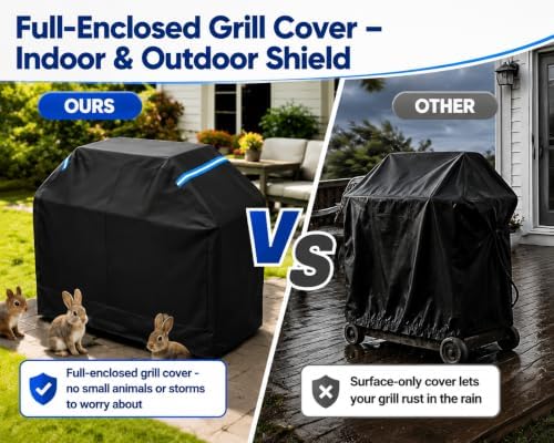 Fully Enclosed Grill Cover 58-Inch,Waterproof Zipper Grill Cover,BBQ Grill Cover Made of 600D,Animal Fade-Resistant,UV-Protection,Gas Grill Cover for Weber,Nexgrill CharBroil and More Black - Image 3