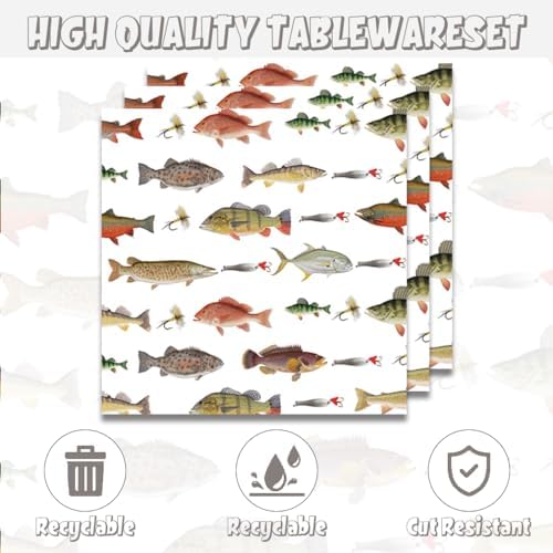 40pcs Gone Fishing Birthday Plates And Napkins Party Supplies - Fish Party Decorations Tableware, little Fisherman Fishing Birthday Baby Shower Decorations Serve 20 - Image 4
