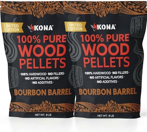Kona Bourbon Barrel Blend Smoker Pellets, Intended for Ninja Woodfire Outdoor Grill, 16 lb Resealable Bag by Kona