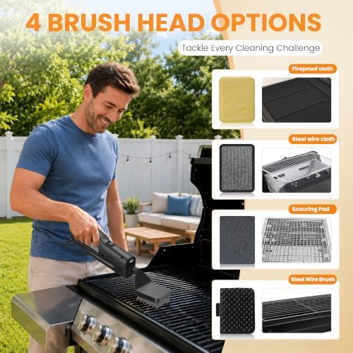 Electric Grill Brush with LED Light, Grill Cleaner for Outdoor Grill（Black） - Image 4