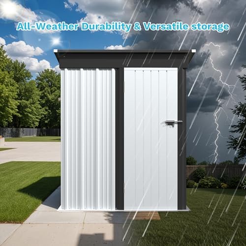 Greesum Outdoor Storage Shed 5 x 3 ft. Utility Tool Shed, White - Image 4