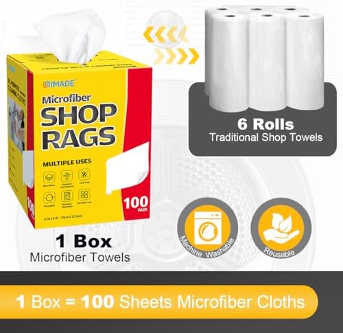 UNIMADE Shop Rags, 4 Boxes - 400 Sheets Microfiber Cleaning Cloth - Image 2
