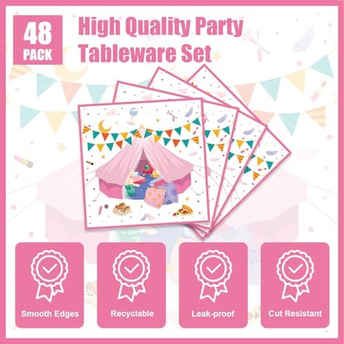 Egami 40pcs Pajama Supplies,include 20 Dessert plate and 20 Napkin,Slumber Spa Party Girls Party Plate Napkin Set,Used for girls pajama Decoration - Image 4