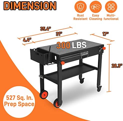 EUTRKei Grill Table & Table Cover, Blackstone Griddle Table with Cart Cover - Image 5