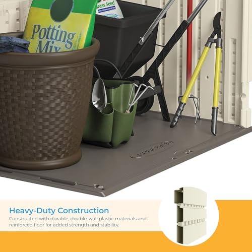 Suncast 4 Pack 34 Cu Ft Capacity Horizontal Outdoor Storage Shed for Garbage Cans, Garden Accessories, Backyard, and Patio Use, Vanilla - Image 4