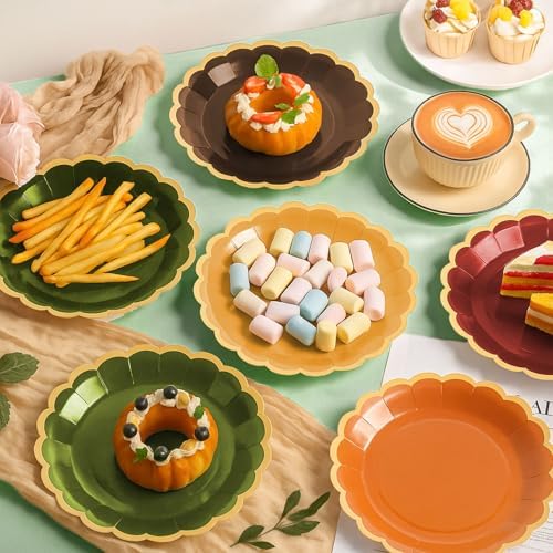 48 Pcs Fall Paper Plates 9 Inch Scalloped Paper Plates - Image 2