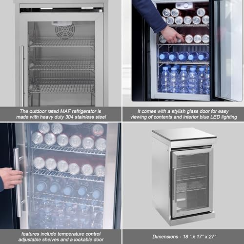 Outdoor Kitchen Island, 96 Inch 6 Burner Gas Grill Combination With Refrigerator and Sink, Outdoor Stainless Steel Barbecue Bar, Natural Gas Barbecue Grill 85000 BTU for Patios, Gardens, Parties - Image 6