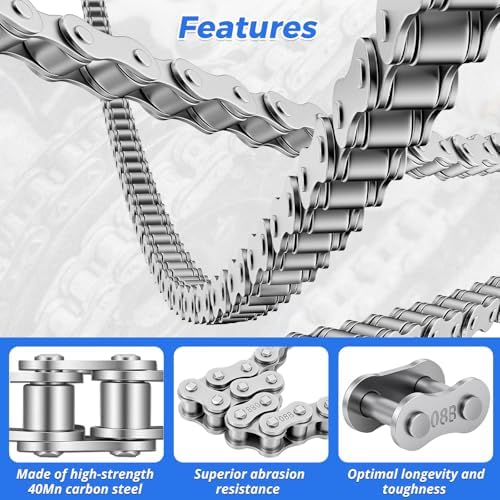428 Roller Chain 10 Feet 169 Links, 08B Simplex Roller Chain for Chain Driven Sliding Gate Garage Openers, Extension 08B Metric Standard 428#, Includes Chain Breaker and 12 Connecting Links - Image 4