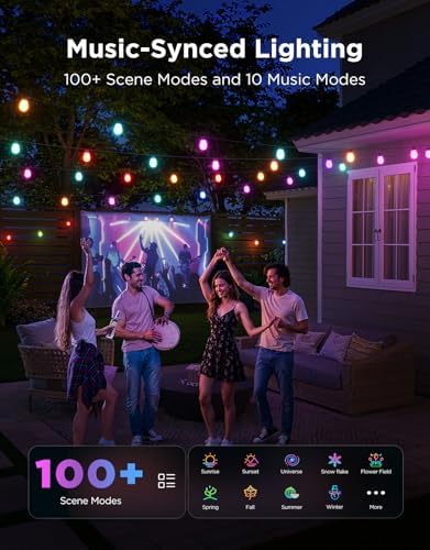 Govee S14 Bulb Outdoor String Lights 2, 96ft RGBICWW, 30 LED Bulbs, IP66 - Image 4