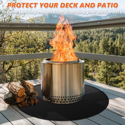 48'' Fire Pit Mat for Solo Stove Bonfire, Double-Sided Fireproof Under Grill Mat Deck Patio Protector Pad, Round BBQ Mat for Solo Stove Accessories, Easy to Clean, Reusable - Image 2