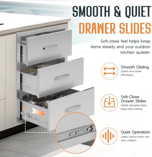 SPECRAFT 18 in Stainless Steel Outdoor Kitchen 3-Drawer Cabinet - Image 7