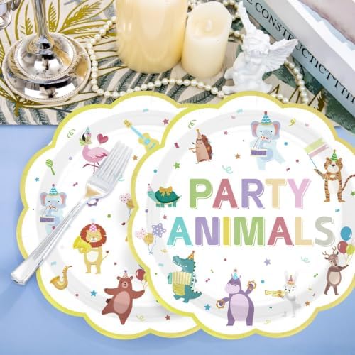 50Pcs Animal Parade Scalloped Heavy Duty Paper Plates 9 Inch - Image 5