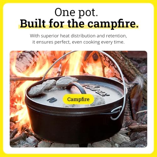 Lodge Pre-Seasoned Cast Iron Deep Camp Dutch Oven with Lid, 6 Quart - Image 4