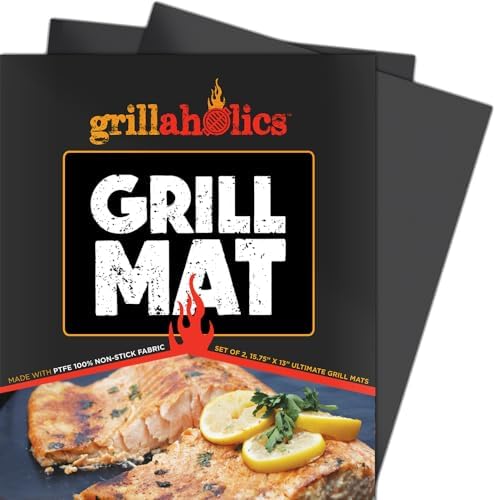 Grillaholics Reusable Non-Stick Grill Mats for Outdoor Grill | Set of 2 by Grillaholics