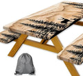 Picnic Table Cover with Bench Covers Camping Essentials Rustic Hunting Deer Forest Waterproof Windproof Camping Tablecloth Fitted Tablecloth Cover with Elastic Edge for Indoor Outdoor 3 PCS 30x60 Inch by Xguatan